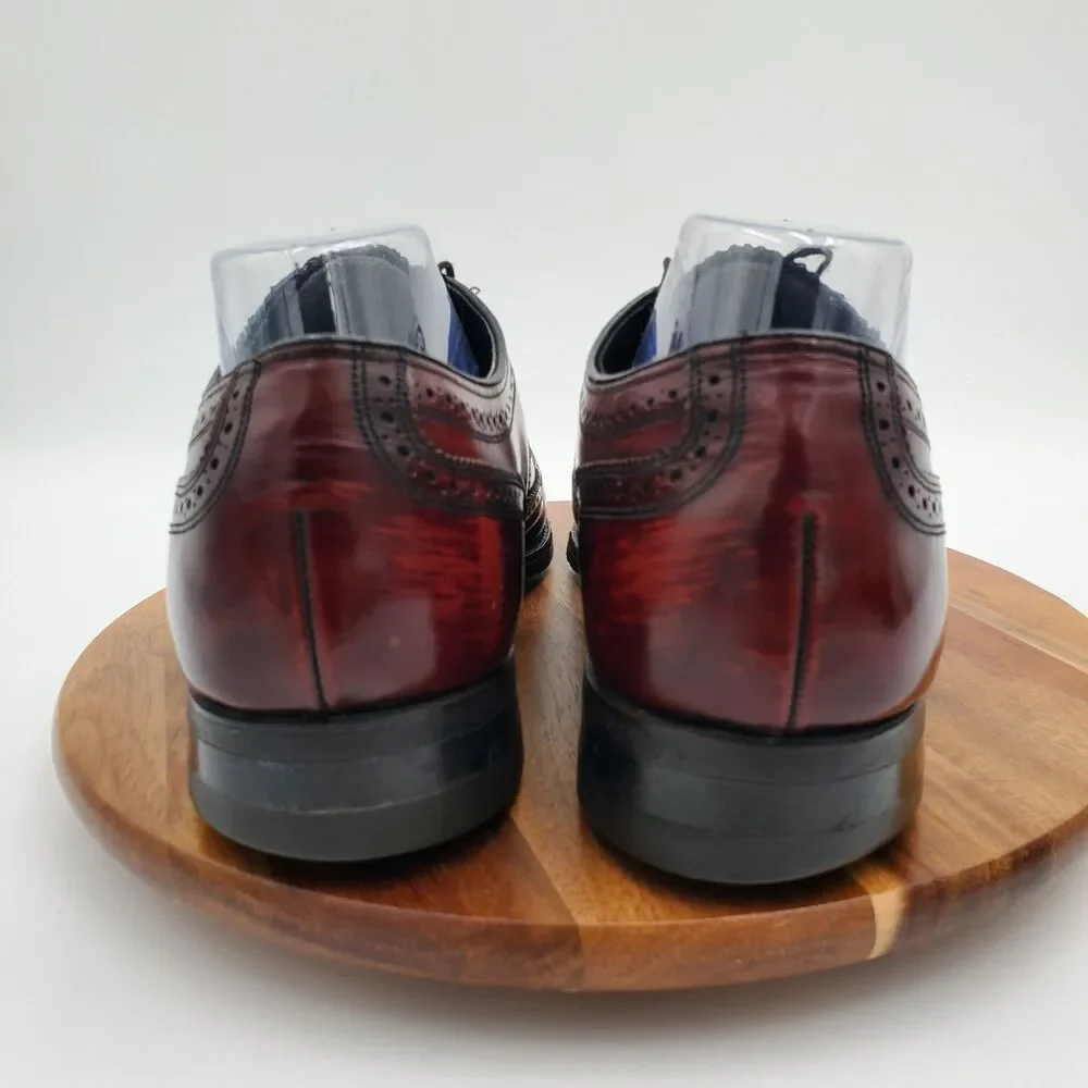 Florsheim Dress Shoes Brogue Wingtip Men's 9.5D Burgundy Leather Derby Classic